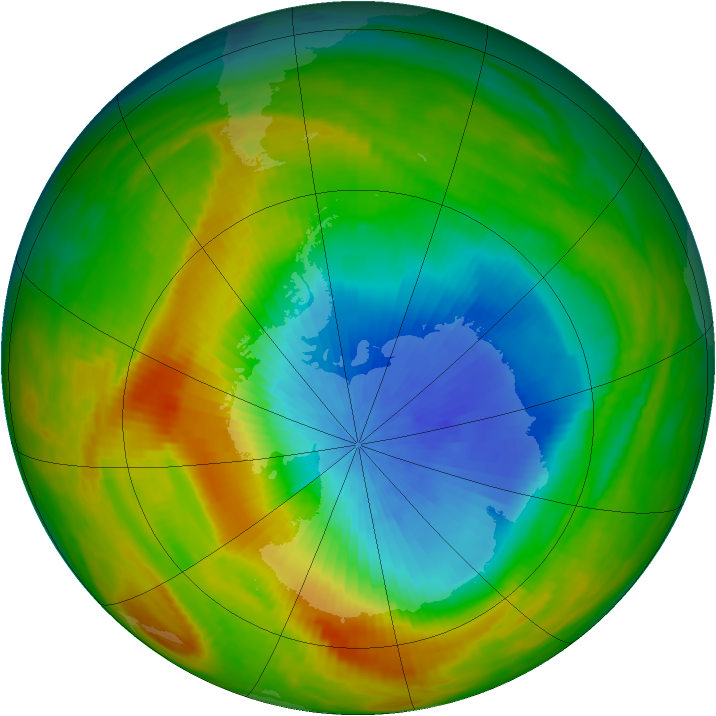 Antarctic ozone map for 25 October 1982